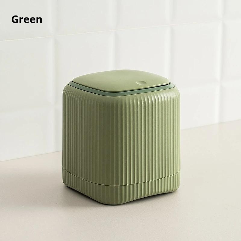 

Мини Настольная Мусорная Корзина с Крышкой Органайзер для Мусора и Отходов Спальня Офис Коробка для Хранения Прочный Пластик Внутри/Снаружи Двойные Баки зелёный