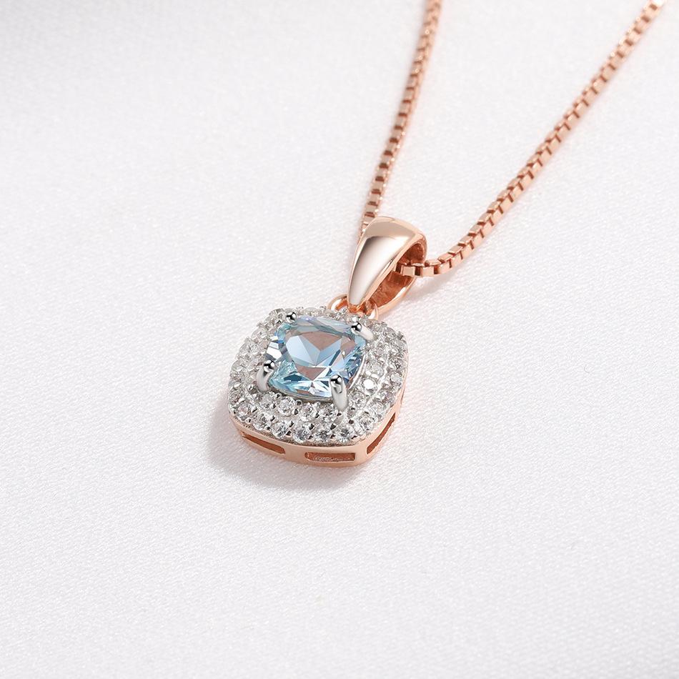 S925 gümüş nano gök mavisi gül altın rengi ayrılmış galvanik küçük taze kolye