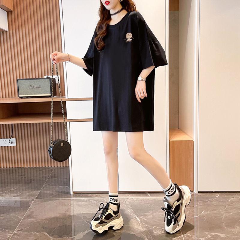 Women's Oversized Cotton T-shirt Sweet Cartoon Print Short Sleeve Casual Top