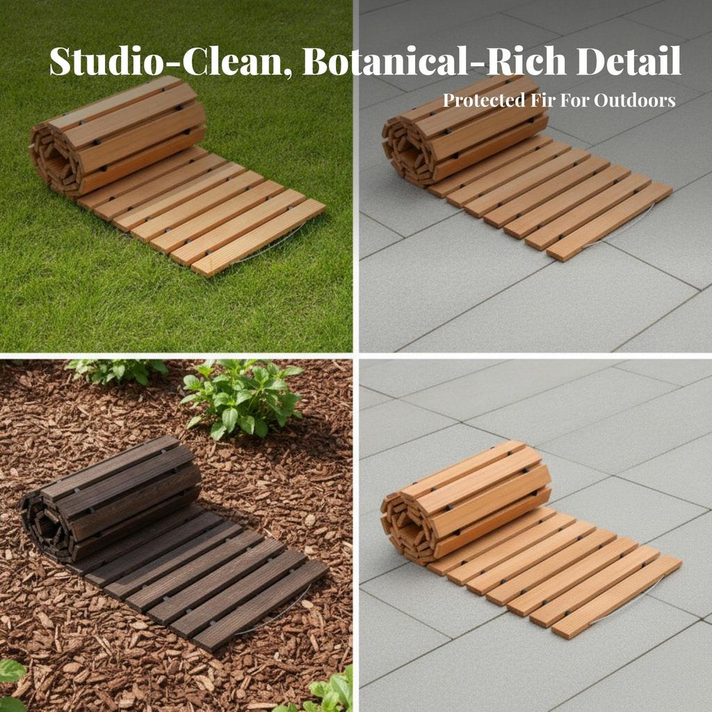 Foldable Wooden Garden Pathway Sturdy Roll-out Outdoor Path Roll-up