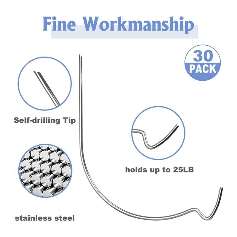 M-Modern-20PCS Picture Hangers For Drywall, Stainless Steel Super Hooks, Wall Hooks For Hanging,Picture Hanging Kit, Picture