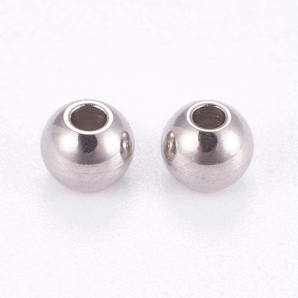 Tarnish Resistant 304 Stainless Steel Smooth Round Spacer Beads, Stainless Steel Color, 4x3mm, Hole: 1.2mm