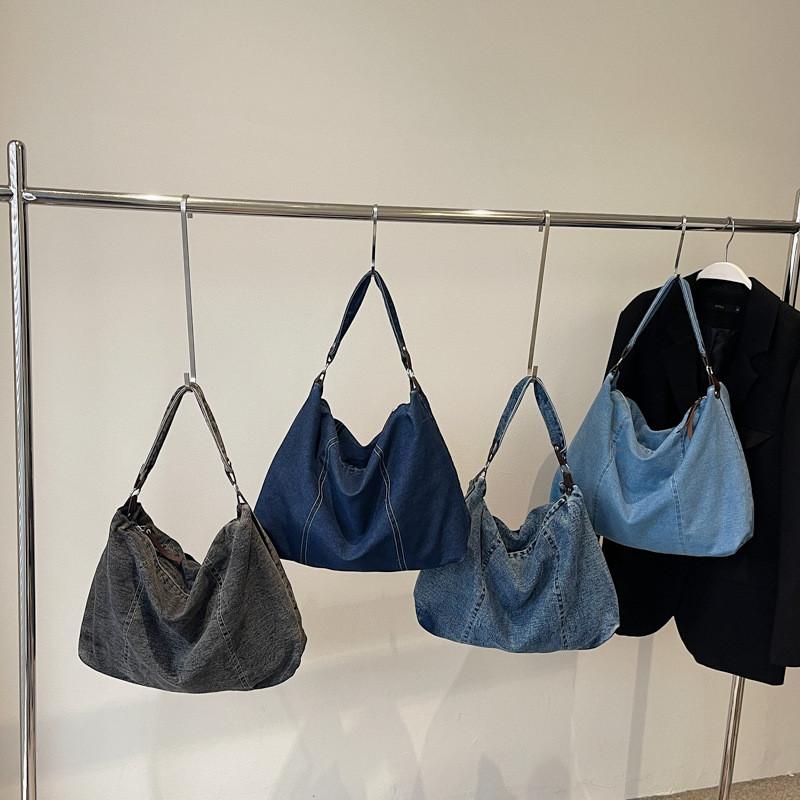 Fashion Denim Handbag For Women Big Capacity Urban Casual With Top Zipper