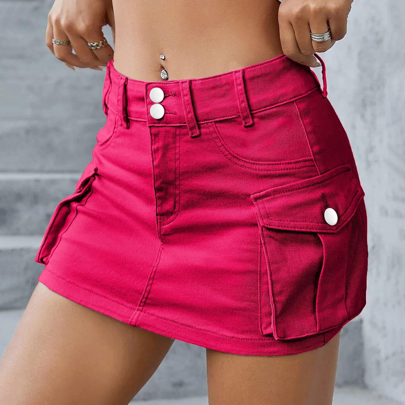 

Женская короткая юбка, рабочая юбка, полуюбка на пуговицах, джинсовая юбка с юбкой с карманами L