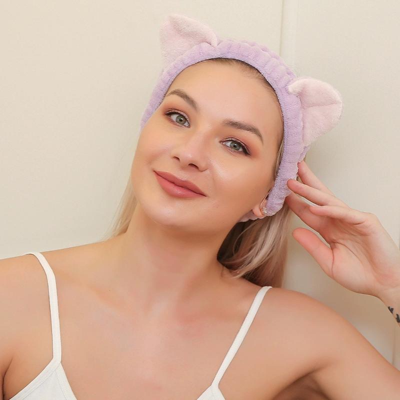 Wash Face Cat Ears Hairbands Soft Warm Coral Fleece Cute Animal Ears Headband For Women Girls Makeup Hair Accessories