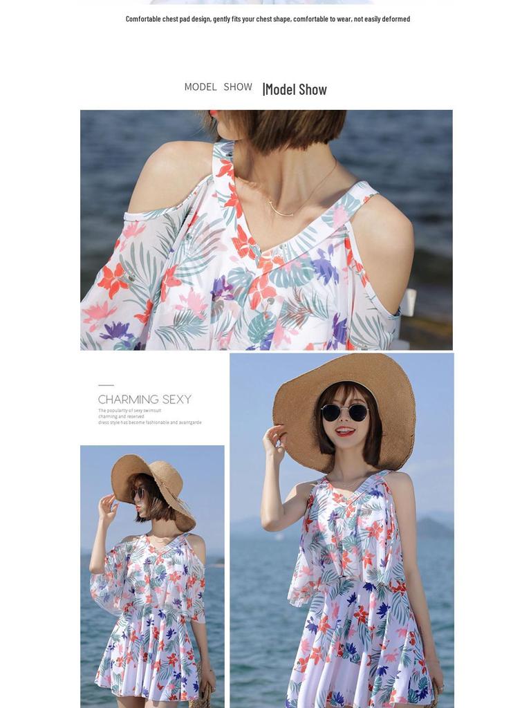 Women's 2025 Cross-Border Korean Style Two-Piece Swimsuit - Conservative Beach Sports Swimwear