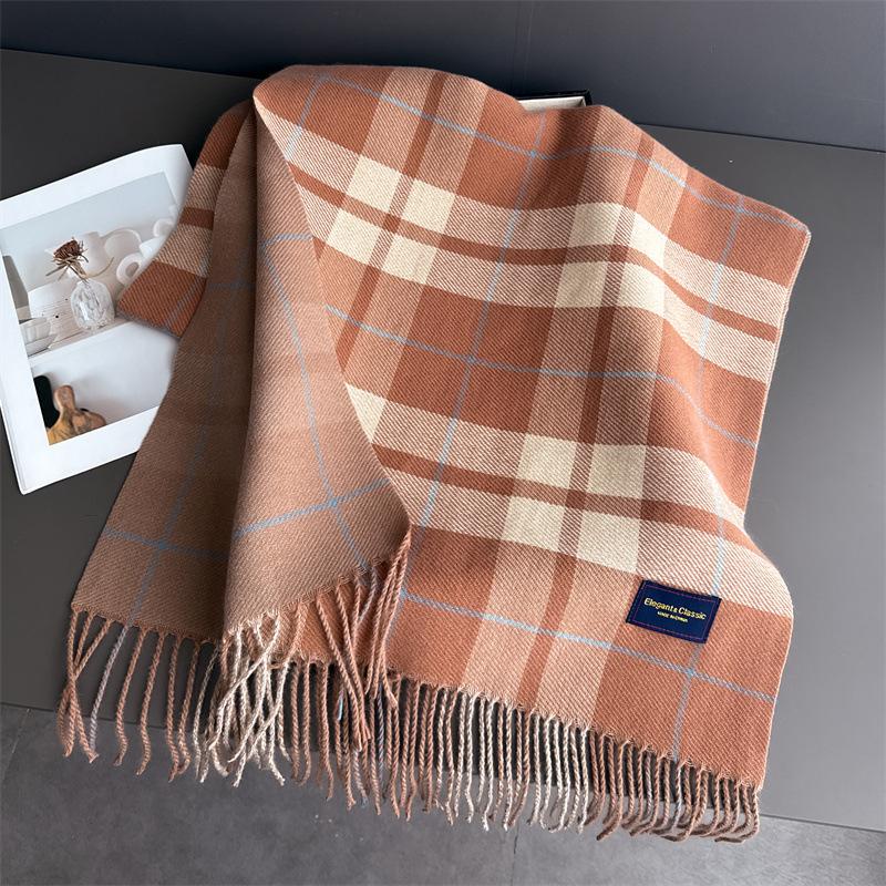 53*200Cm Winter Scarf Retro Plaid Designer Luxury Women Cashmere Shawl Outdoor Blanket Wrap Pashmina Tassel Warm Lady