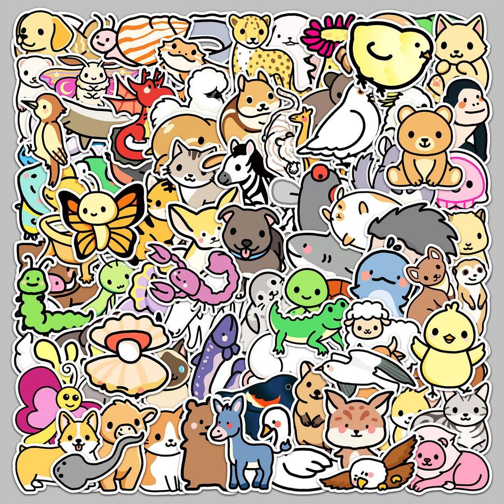100 Cartoon Animal Stickers: Cute Waterproof Decorative Stickers for DIY Phone Cases & Journals