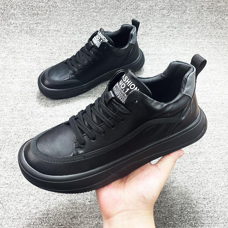 

Кожаные высокие кеды для мужчин 2025 осень новая трендовая универсальная бархатная теплая спортивная повседневная хлопковая обувь для мужчин 44