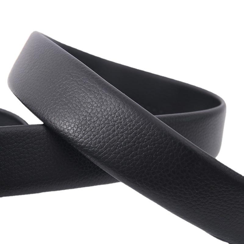 Top Layer Pattern Automatic Buckle Headless Belt, Lychee Pattern Men'S Business Belt, Leather Belt, Body Belt.