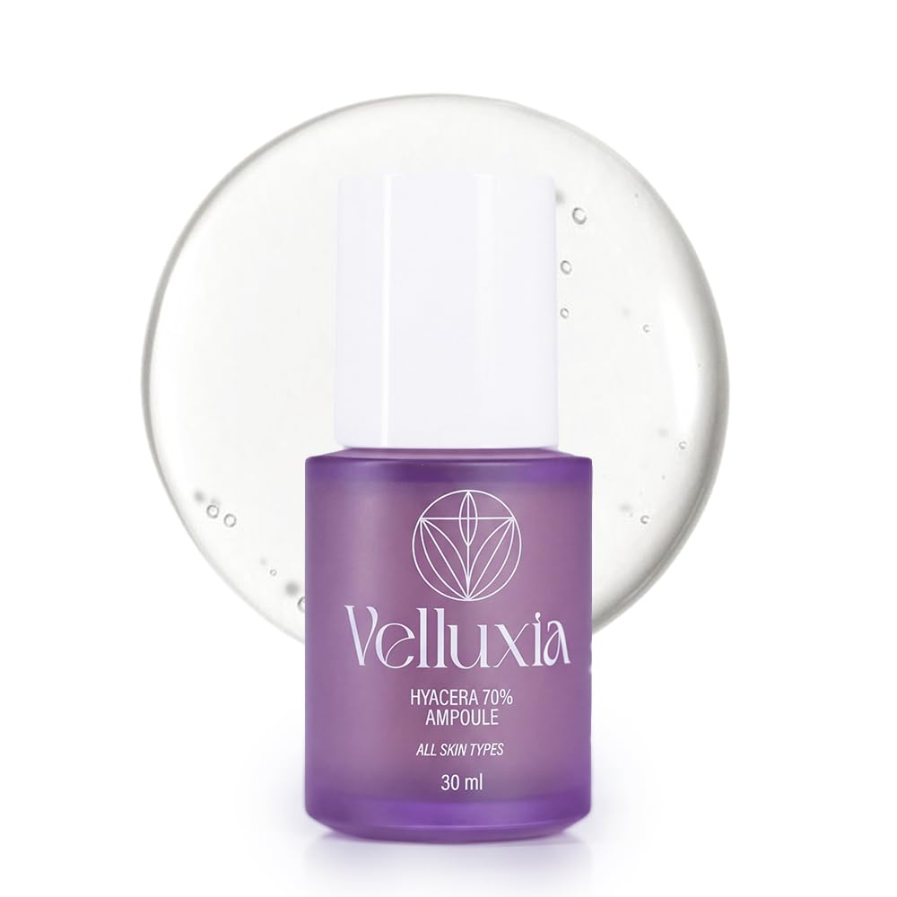 Velluxia Hyacera 70% Hydrating Ampoule - 30ml - Advanced Hyaluronic & Ceramide Complex with Rosa Centifolia Flower Water - Deep Moisture & Barrier