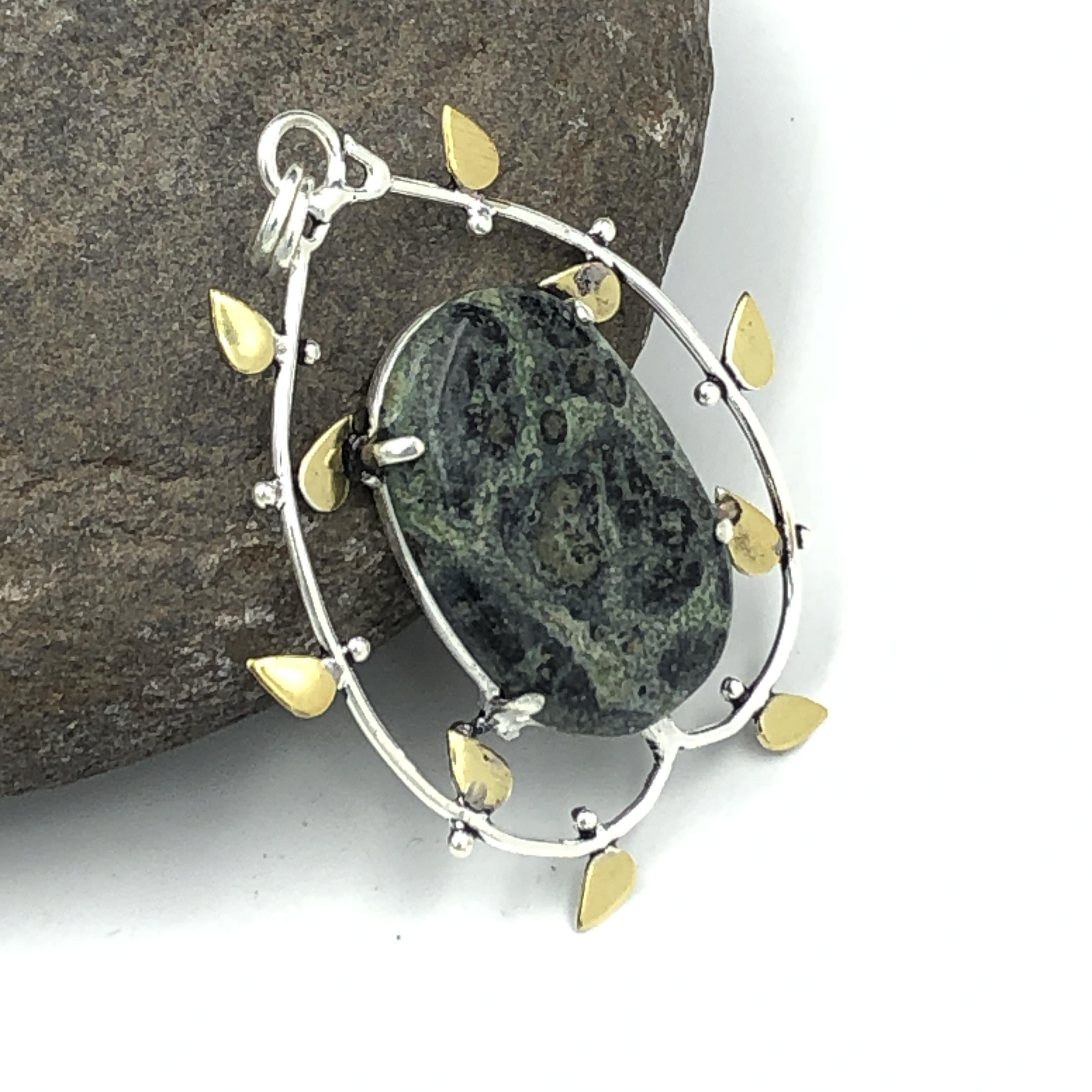 Natural Kambaba Jasper Gemstone 925 Sterling Silver Jewelry  Pendant 2.04  AJP-64