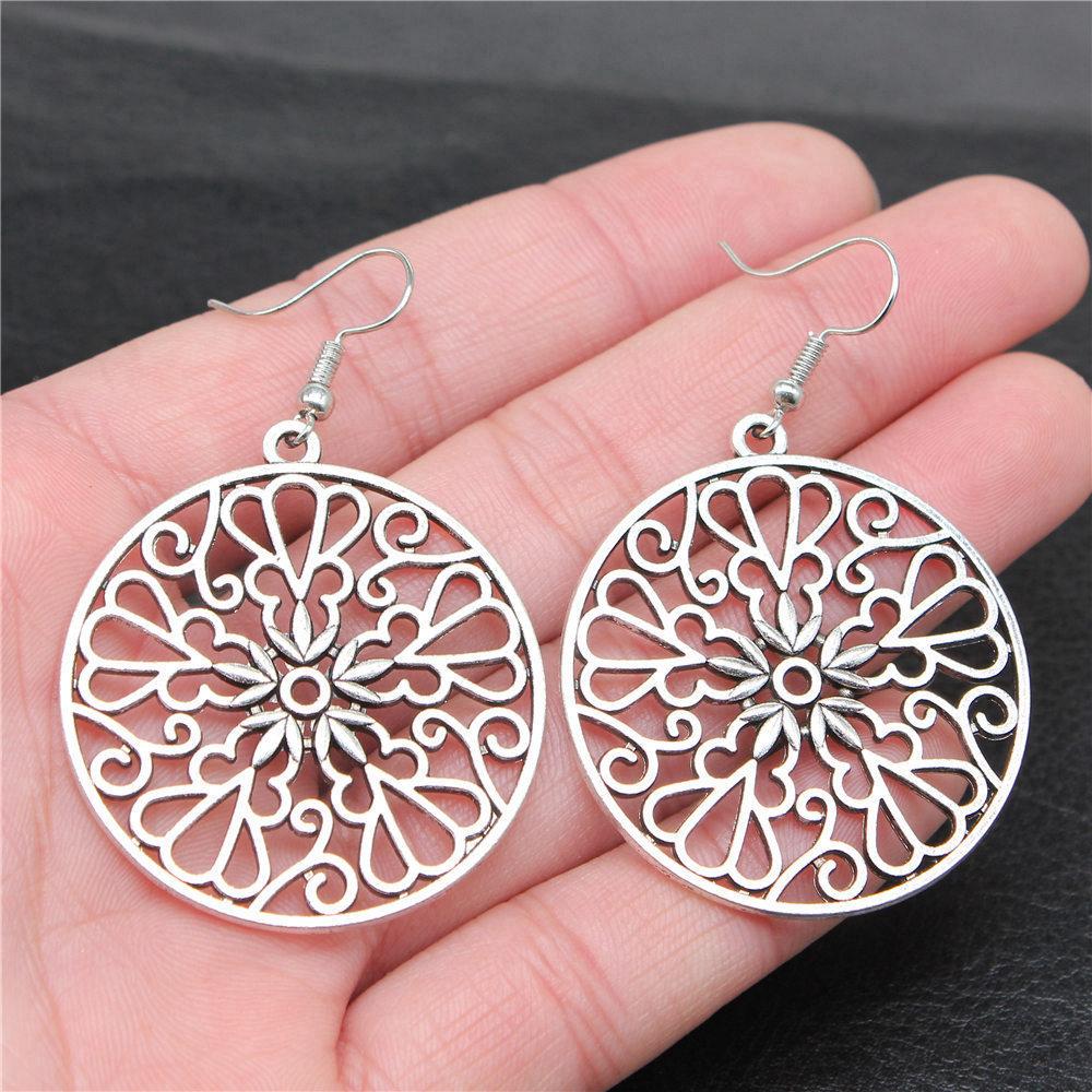 Hängeohrring Pflanze Blume des Lebens Minimalistischer Schmuck Komponenten Ohrringgröße 18x19mm QE020