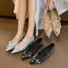 Zapatos Planos de Mujer con Punta Fina y Diseño de Flor de Marca de Moda, Casuales para Boda y Fiesta, Cómodos, Zapatos Mary Jane con Pedrería