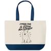 Large Blue Bottom Tote Bag I Can't I Prefer My Samoyed I Can't Minimalist | 170 G/m² Cotton Canvas 27 L Inner Pocket