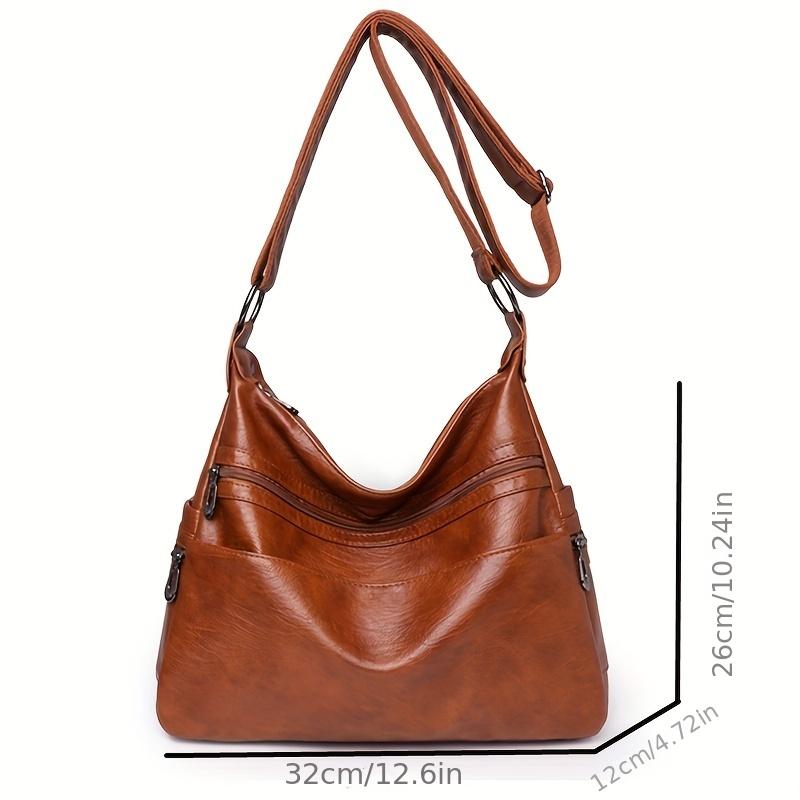 Hobo-Tasche mit großem Fassungsvermögen, schlichte, modische Umhängetasche aus einfarbigem PU-Leder, trendige, vielseitige Schultertasche und Geldbörse für Damen