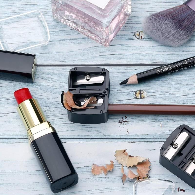 Plastic Double-Hole Pencil Sharpener For Eyeliner Eyebrow Pencil Student Girls Precision Lipstick Cosmetic Pencil Sharpener Tool