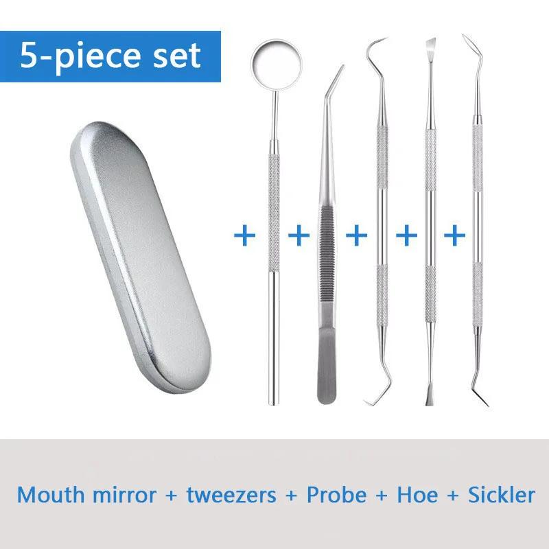 Stainless Steel Dental Tools Mouth Mirror Probe Tartar Protector Tartar Tools Dentist Tool Set With iron box Family travel