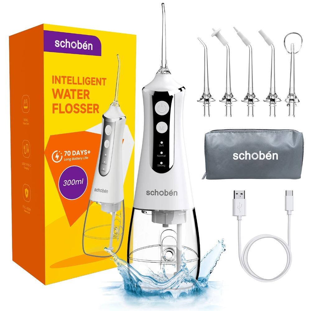 Zubní ústní irigátor Vodní nit Zubní párátko pro čištění zubů Nit Ústní mycí stroj 5 trysek 300 ml Floss Jet
