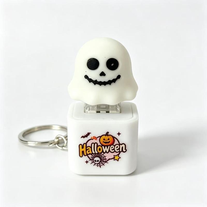 Halloween Pumpkin Ghost Sound Fidget Keychain Decompression Funny Charm Portable Stress Reliever for Backpack Decoration