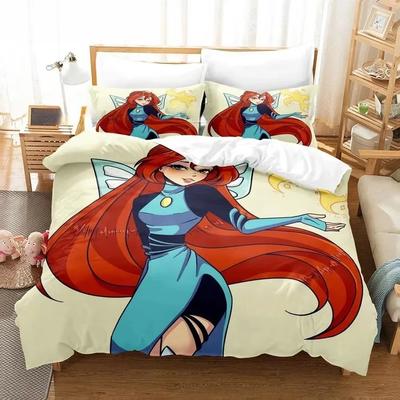 Anime W-Winx Club Duvet Cover Pillowcase Children Gift Bedding Set for Adult Boy Girl Bedroom Decoration Single Double Large