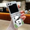 For Samsung Galaxy Z Flip6 Flip5 Flip4 Flip3 Shockproof Cartoon Panda Patterned 3PCS Foldable Hard Pc Clear Case Cover
