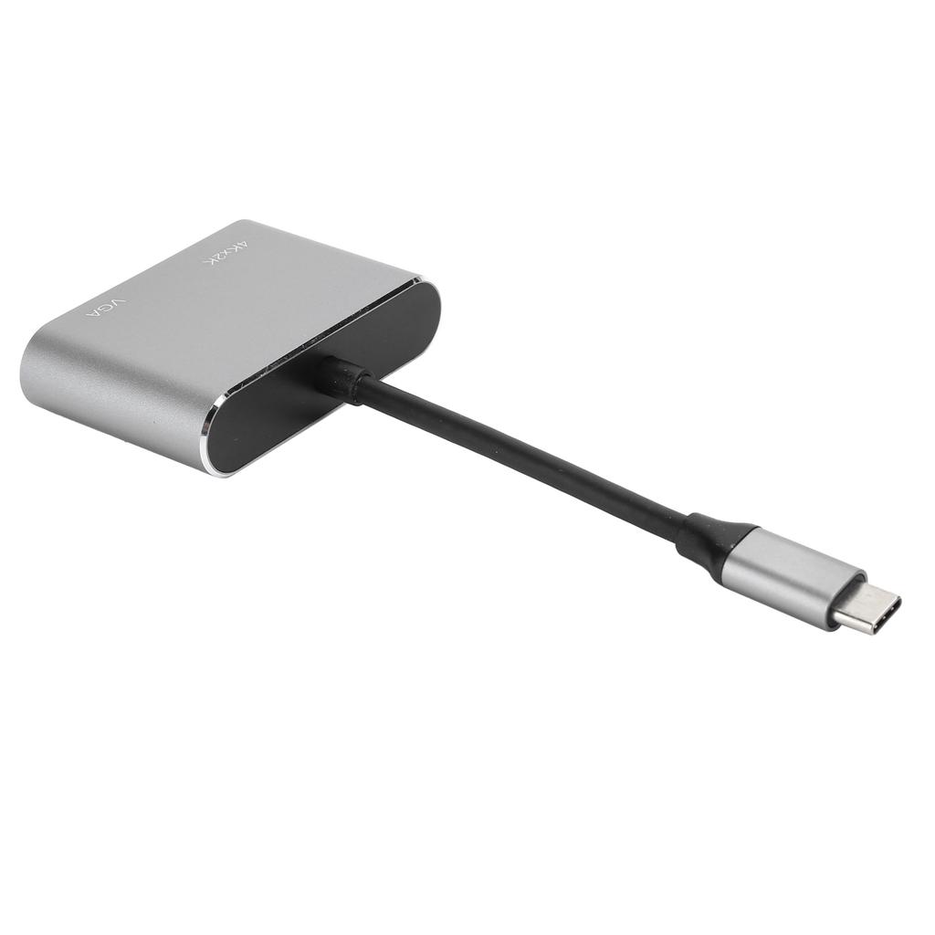 Adapter TypeC Hub To VGA HDMI DVI Displayport3.1 Ethernet Converter Dock 4K Resolution(Gray )