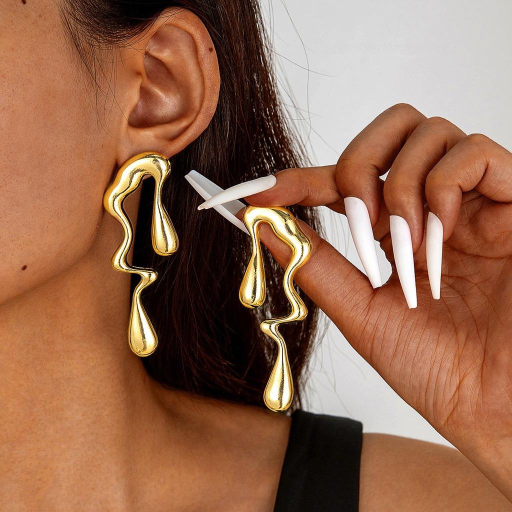 Fashion Multi-color Alloy Dripping Oil Irregular Earrings Niche Personality Liquid Design Sweet Cool Earrings