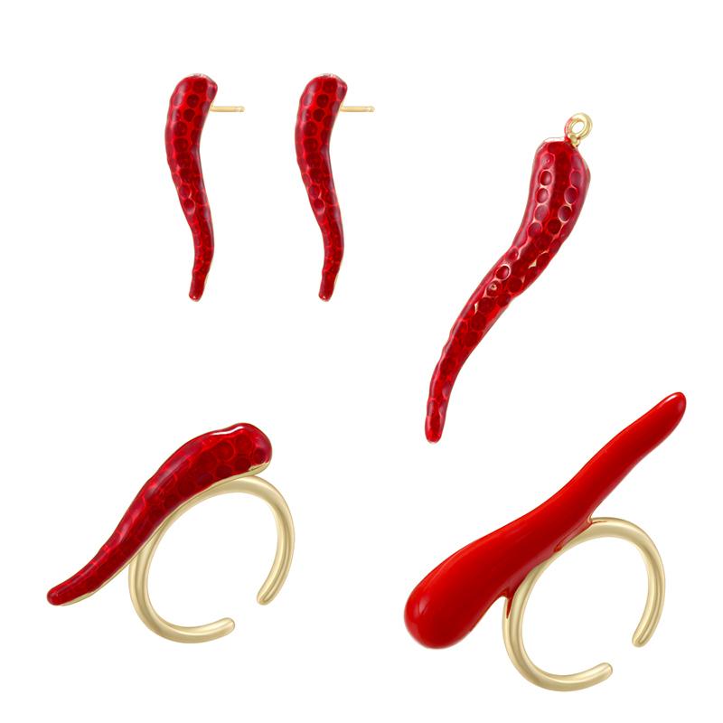 ZHUKOU Prémiová textura Série pepřů a chilli Styl Náušnice kroužky Dámské Sexy Šperky Doplňky 1ks:VD1907