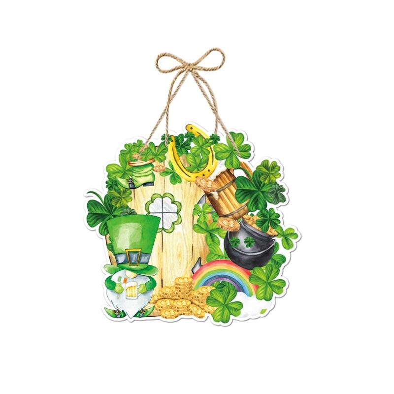 4Pcs Patrick's Day Luck Door Sign Front Door Hanging Sign Paper Plaques Hanging Ornament for Door Wall Decoration