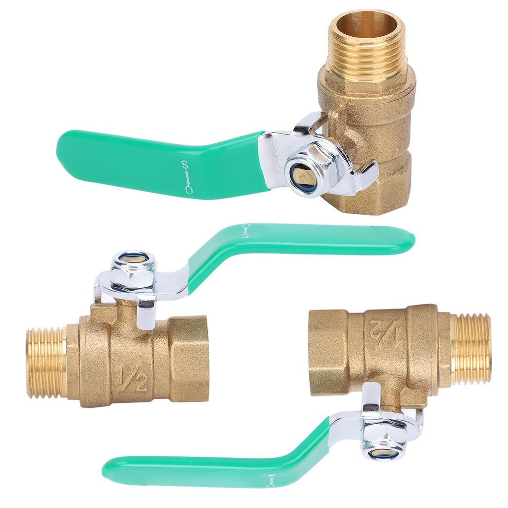 3Pcs 12in Water Pipe Ball Valve Female Male Threaded Thickened Brass Drain Shut Off Switch