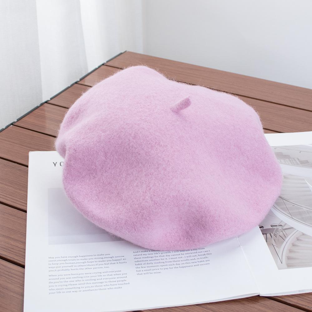 Berretto Donna Britannico Vintage Autunno e Inverno Lana Pittore Cappello Signora Cappello Bocciolo Versatile Tendenza ins