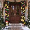 2D Flat, 2D Flat Printing 2pcs Feliz Navidad Party Christmas Porch Couplet Hanging Flags, Festive Christmas Themed Event Decoration, Prop for Indoor a