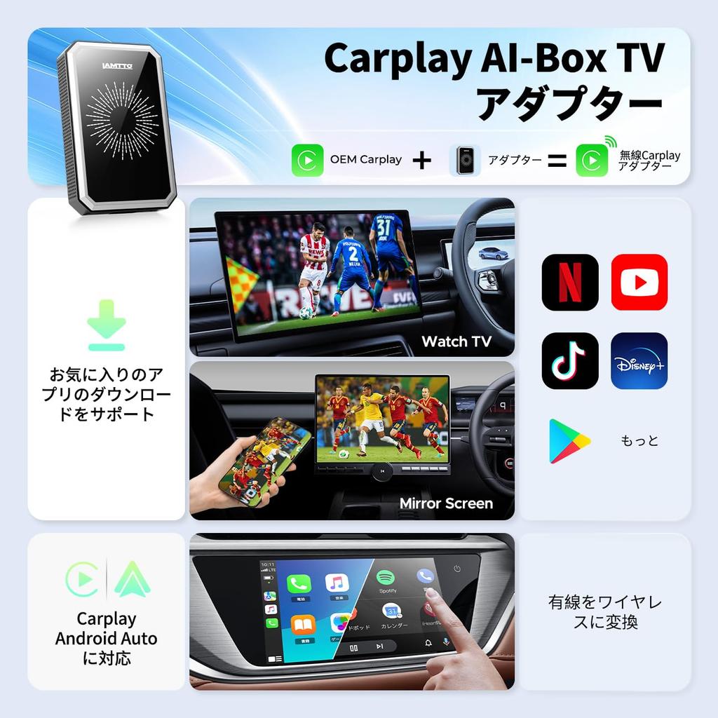 LAMTTO Wireless Car Play Adapter, Wireless Adapter, Wireless Car Play Radio, Plug & Play,