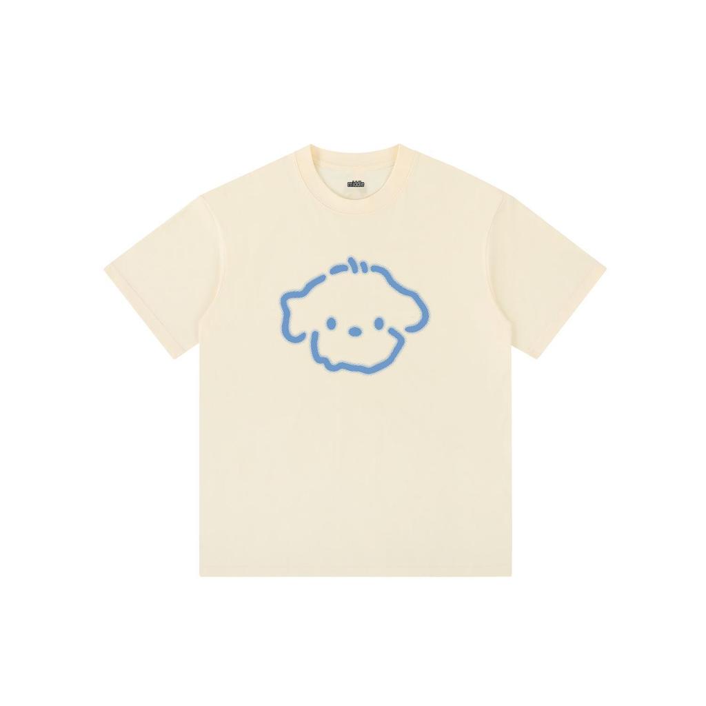 Blurred Lines Dog Print Unisex Streetwear T-Shirt: Trendy & Loose Fit for Couples