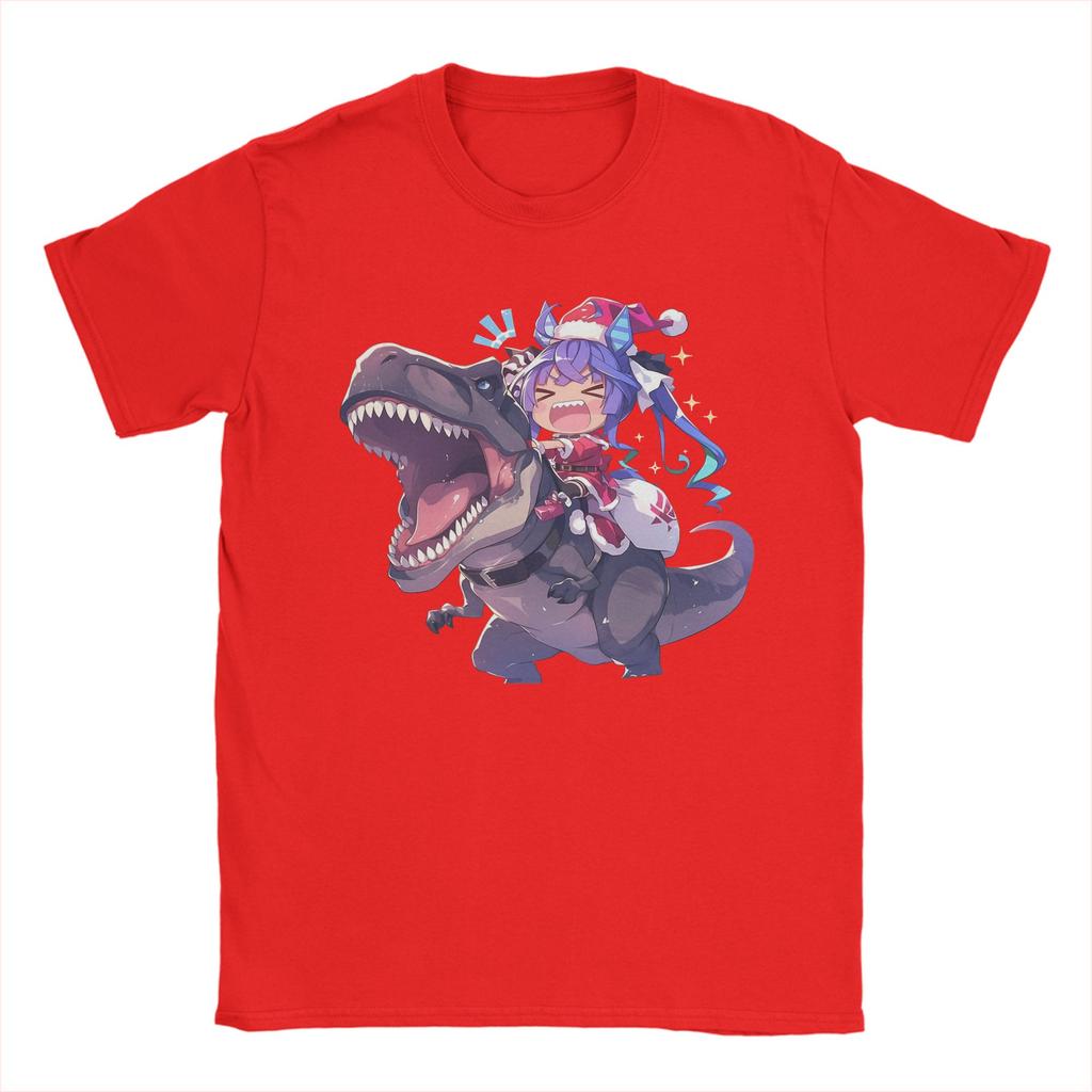 Twin Turbo Weihnachts-Dinosaurier T-Shirts Herren 100% Baumwolle T-Shirts O-Ausschnitt Uma Musume Pretty Derby Anime T-Shirts Kurzarm Kleidung
