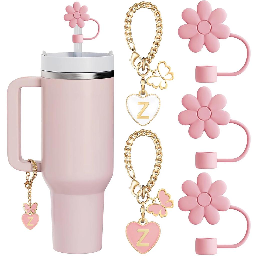 5PCS Straw Cover Cap Straw Toppers And Letter Charms For Stanley 30&40 Oz Tumbler With Handle Cup 10mm Straw Tumbler Accessories