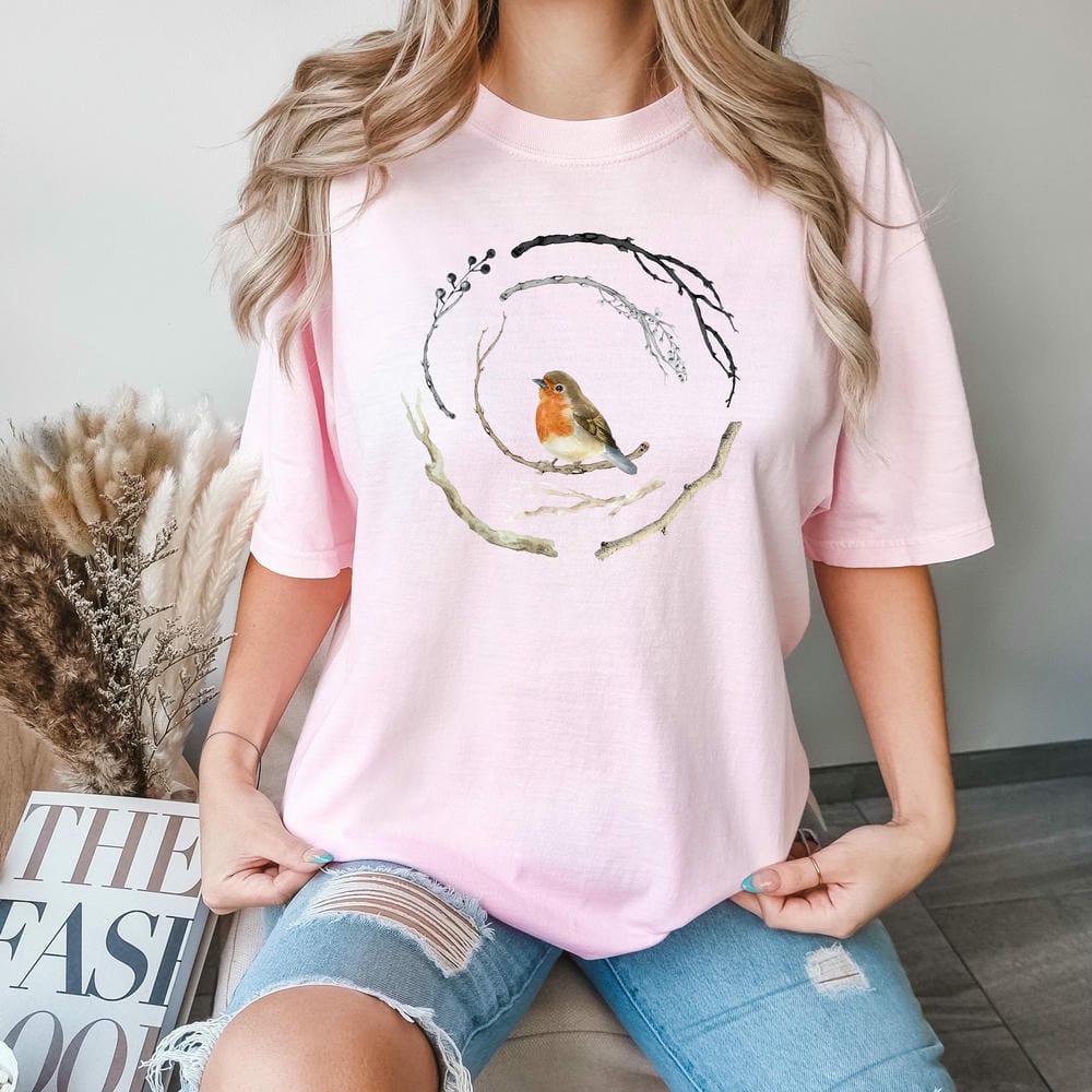 Bird Lover Print Comfort TShirt Women Cute Bird Nature Lover Unisex Tee Funny Bird Peace Shirt Apparel Trendy Casual Streetwear