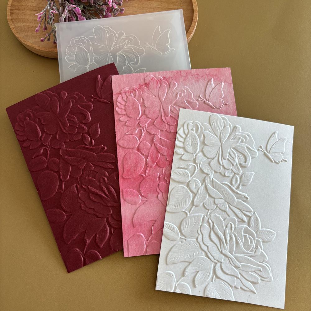 Peacock Flower 3D Embossing Clip for DIY Journals