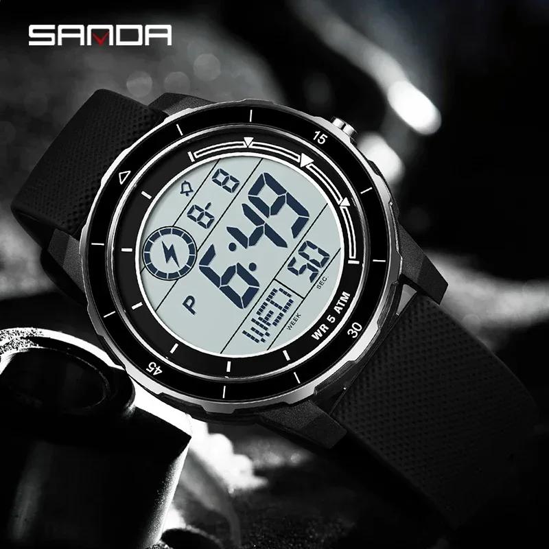 SANDA Outdoor Sport Electronic Watch Men LED Date Alarm Clock Wristwatch Man Countdown Waterproof Military Shock Digital Watches