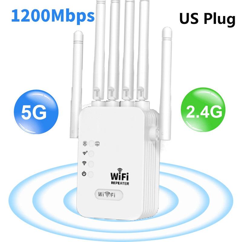 Ripetitore WiFi Dual Band da 1200 Mbps, amplificatore di segnale wireless 2.4G 5G, router Wi-Fi a lungo raggio, per ufficio e casa