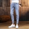 Summer Light-Colored Men's Jeans Straight Cropped Casual Jeans Trendy All-Matching Spring Summer Slim-Fit Long Skinny