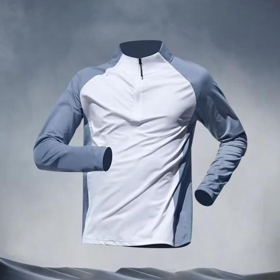 Men’s Active Quick Dry Summer Wear Casual Long Sleeve Shirts Half-zip