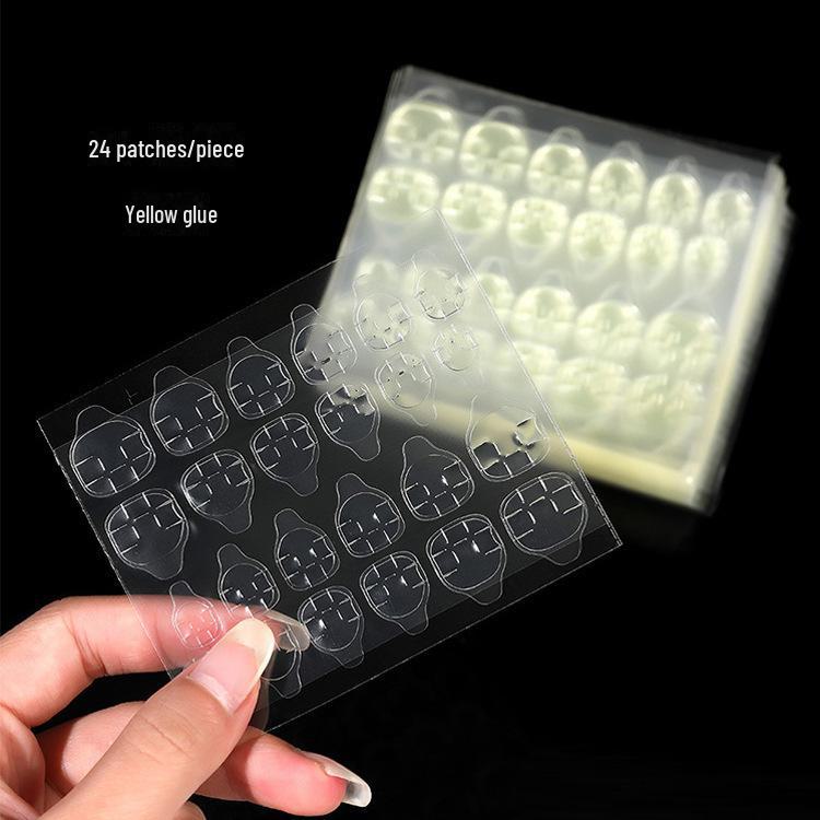 

Водостойкий клей-желе для ногтей, набор из 24 накладок, ревеня и клея-порошка