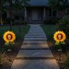 Solar Garden Lights Outdoor Waterproof Stake Light, Gothic Skull And Sunflower Statue Lamp, Halloween Decor LED Landscape for Patio Lawn Yard Pathway