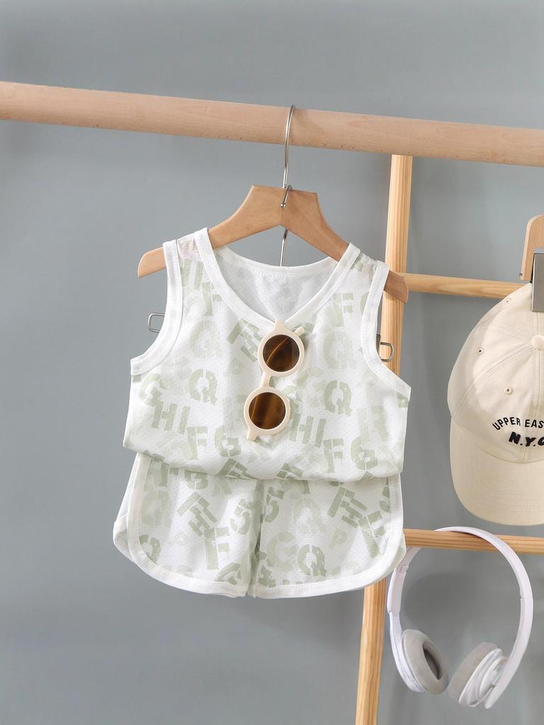 Kids' Summer Mesh Sleeveless Vest Set - Lightweight, Breathable 2-Piece for Boys & Girls