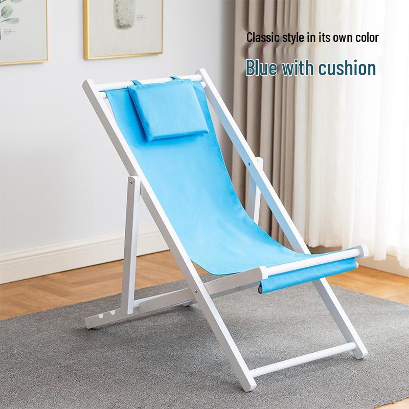 Solid Wood Outdoor Folding Recliner Beach Chair with Canvas for Adults