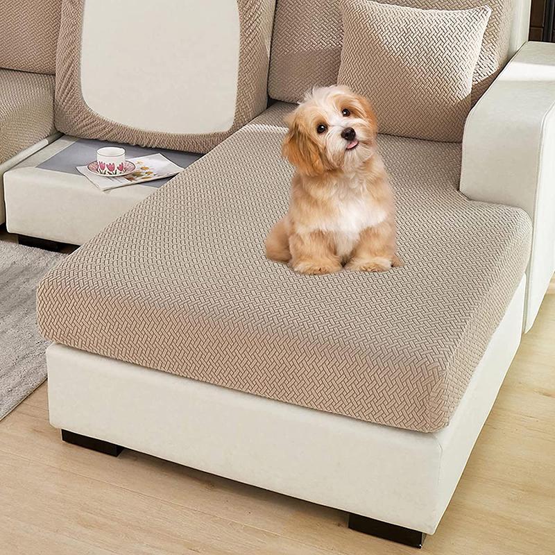 Jacquard Sofa Cushion Slipcover Protector Solid Color Stretch Removable Sofa Seat Covers For Bedroom Office Living Room Home