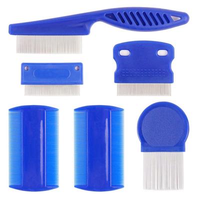 6-Piece Pet Flea Comb Set: Blue Handle, Stainless Steel Needles, Dense Teeth for Cats & Dogs 2023