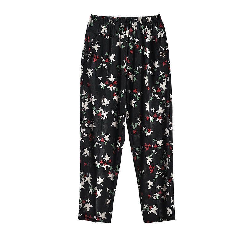 Sommer Bedruckte Hose Slim Fit Elastisch Oberbekleidung Floral Vielseitig Lässig